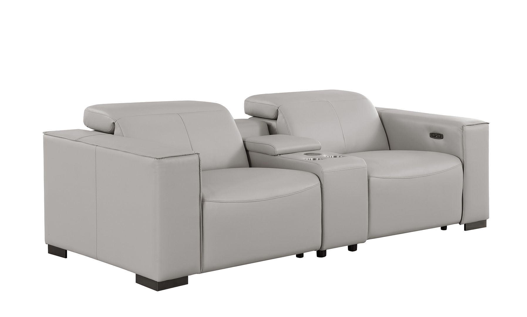 1208 Genuine Leather Dual Power Reclining Console Loveseat