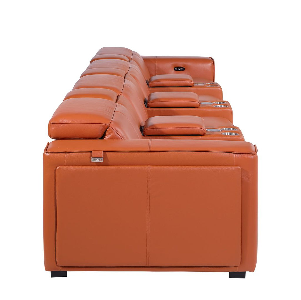 1224 Divanitalia 7-Piece Modular Power Reclining Sofa in Top Grain Italian Leather with 4 Power Recliners & Power Headrests