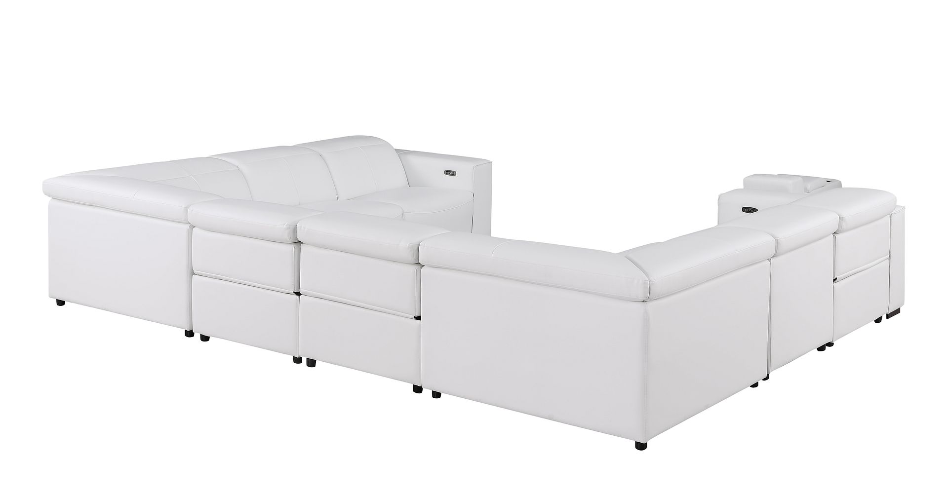 1208 8 Piece U-Shaped Leather Sectional Sofa with 4 Power Recliners & Power Headrests