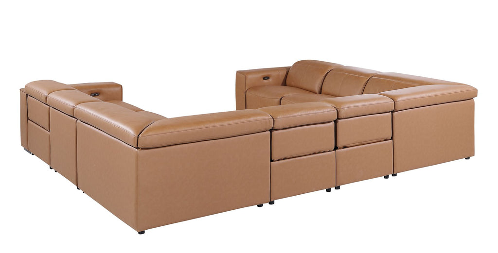 1224 Divanitalia 8-Piece U-Shaped Sectional Sofa in Top Grain Italian Leather with 4 Power Recliners & Power Headrests
