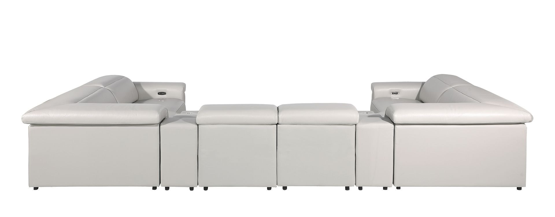 1126 Divanitalia 8-Piece U-Shaped Sectional Sofa in Top Grain Italian Leather with 2 Power Recliners & Power Headrests