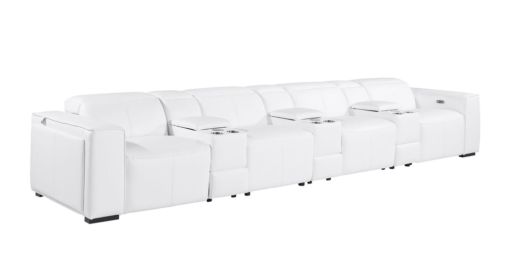 1224 Divanitalia 7-Piece Modular Power Reclining Sofa in Top Grain Italian Leather with 4 Power Recliners & Power Headrests