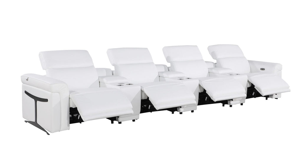 1126 Divanitalia 7-Piece Modular Power Reclining Sofa in Top Grain Italian Leather with 4 Power Recliners & Power Headrests - White - SKU 1126-WHITE-7.4-HT - view 5