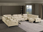 1246 Divanitalia 10-Piece U-Shaped Modular Power Reclining Sectional Sofa with 4 Power Recliners and Power Headrests - Top Grain Italian Leather