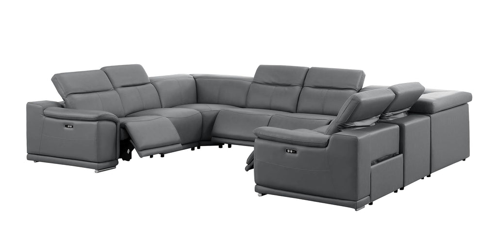 2679 8-Piece U-Shaped Power Reclining Sectional Sofa in Genuine Leather - 4 Recliners