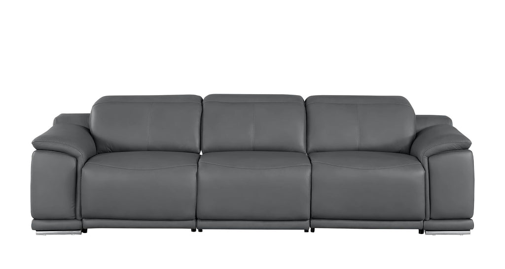 2679 Genuine Leather Sofa with 3 Power Recliners - Dark Grey - SKU 2679-DK-GRAY-3.3-HT - view 3