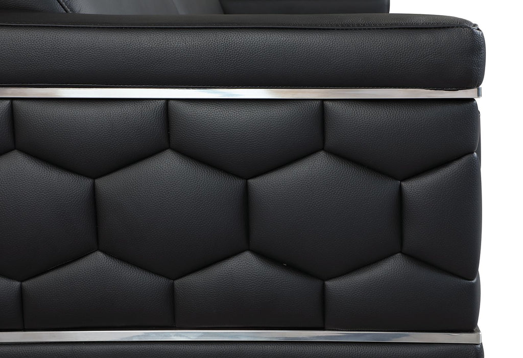 692 Divanitalia 3-Piece Sofa Set with Adjustable Headrest in Top-grain Italian Leather - Black - SKU 692- BLACK 3PC (S/L/CH) - GROUP - view 10