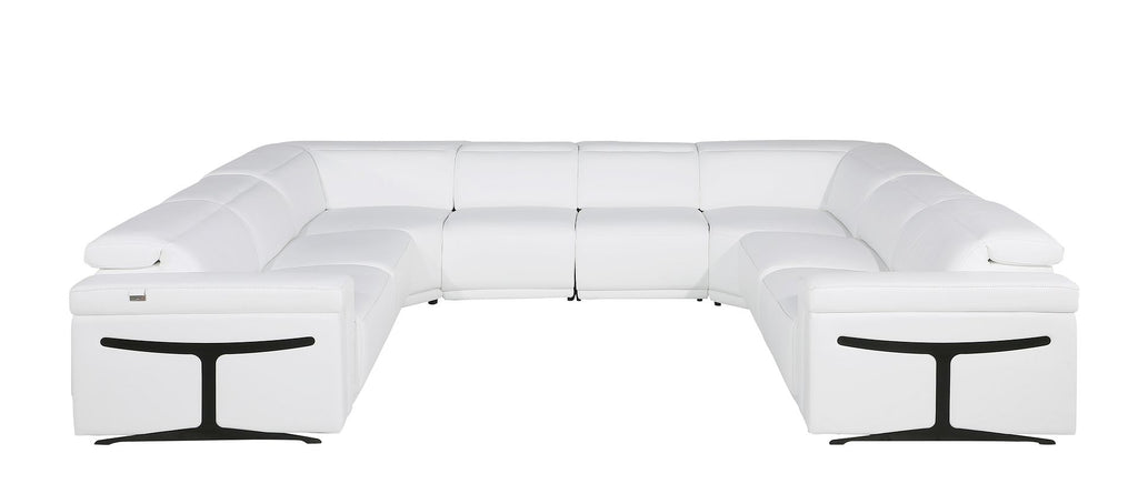 1126 Divanitalia 8-Piece U-Shaped Sectional Sofa in Top Grain Italian Leather with 4 Power Recliners & Power Headrests