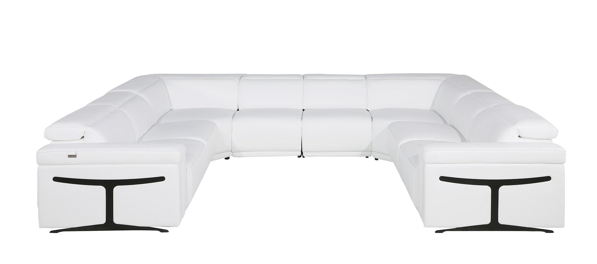 1126 Divanitalia 8-Piece U-Shaped Sectional Sofa in Top Grain Italian Leather with 4 Power Recliners & Power Headrests