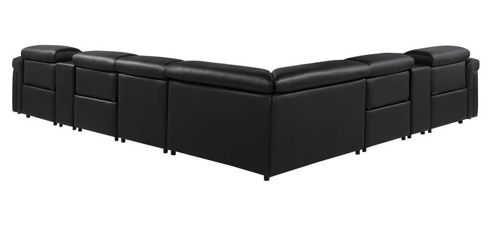 1126 Divanitalia 8-Piece L-Shaped Sectional Sofa in Top Grain Italian Leather with 4 Power Recliners & Power Headrests