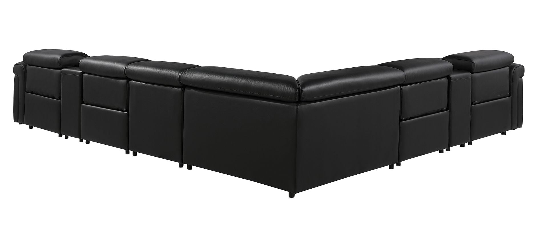 1126 Divanitalia 8-Piece L-Shaped Sectional Sofa in Top Grain Italian Leather with 4 Power Recliners & Power Headrests