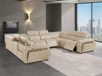 1224 Divanitalia 8-Piece U-Shaped Sectional Sofa in Top Grain Italian Leather with 4 Power Recliners & Power Headrests