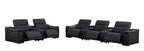 2679 Power Reclining Sofa and Loveseat in Genuine Leather - 5 Recliners with Power Headrests & 3 Consoles - Black - SKU 2679-BLACK-8.5-HT-2PC - view 4