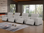 1208 7 Piece Leather Sofa with 4 Power Recliners and Power Headrests - Light Grey - SKU 1208-LT-GREY-S-7.4-HT - view 2