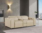1224 Divanitalia 3-Piece Modular Power Reclining Loveseat in Top Grain Italian Leather with 2 Power Recliners & Power Headrests - Beige - SKU 1224-BEIGE-3.2-HT