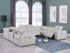 9762 Divanitalia 8-Piece U-Shaped Top Grain Italian Leather Sectional Sofa with 4 Power Recliners
