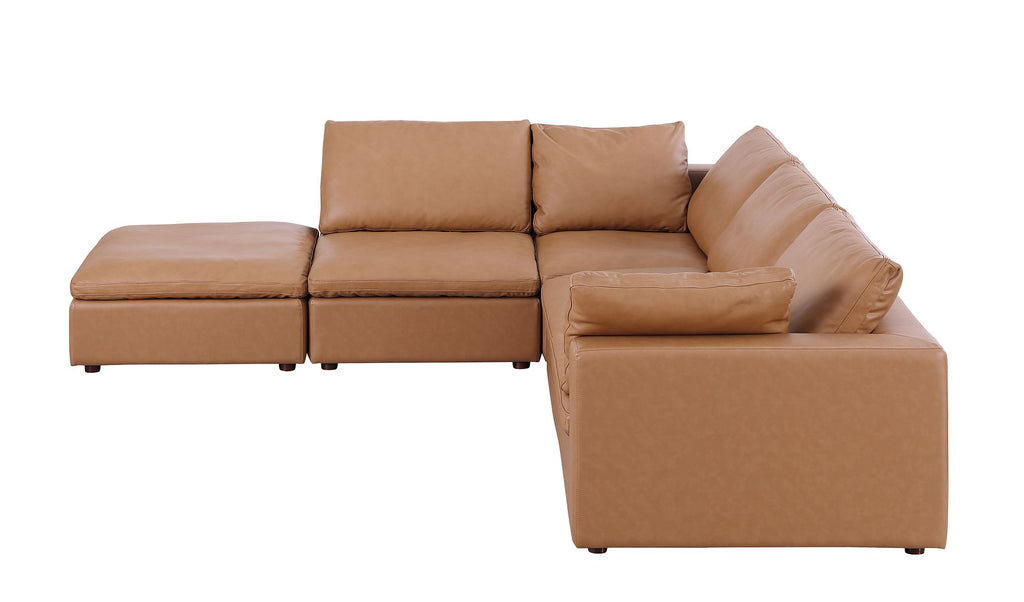 1100 Divanitalia 5-Piece Right Arm Facing 4-Seat Sectional Sofa - Top-grain Italian Leather