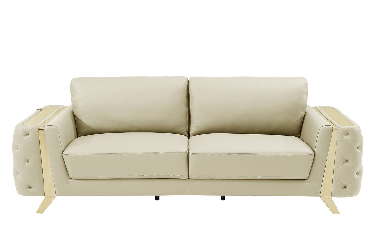 1050 Divanitalia 2-Piece Sofa Set in Top-grain Italian Leather - Beige - SKU 1050-BEIGE-3PC - view 3