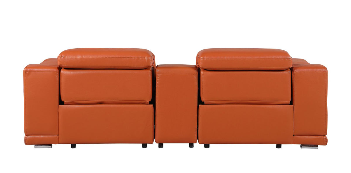 9762 Divanitalia 3-Piece Modular Power Reclining Console Loveseat with 2 Power Recliners in Top Grain Italian Leather - Camel - SKU 9762-CAMEL-3.2-HT - view 7