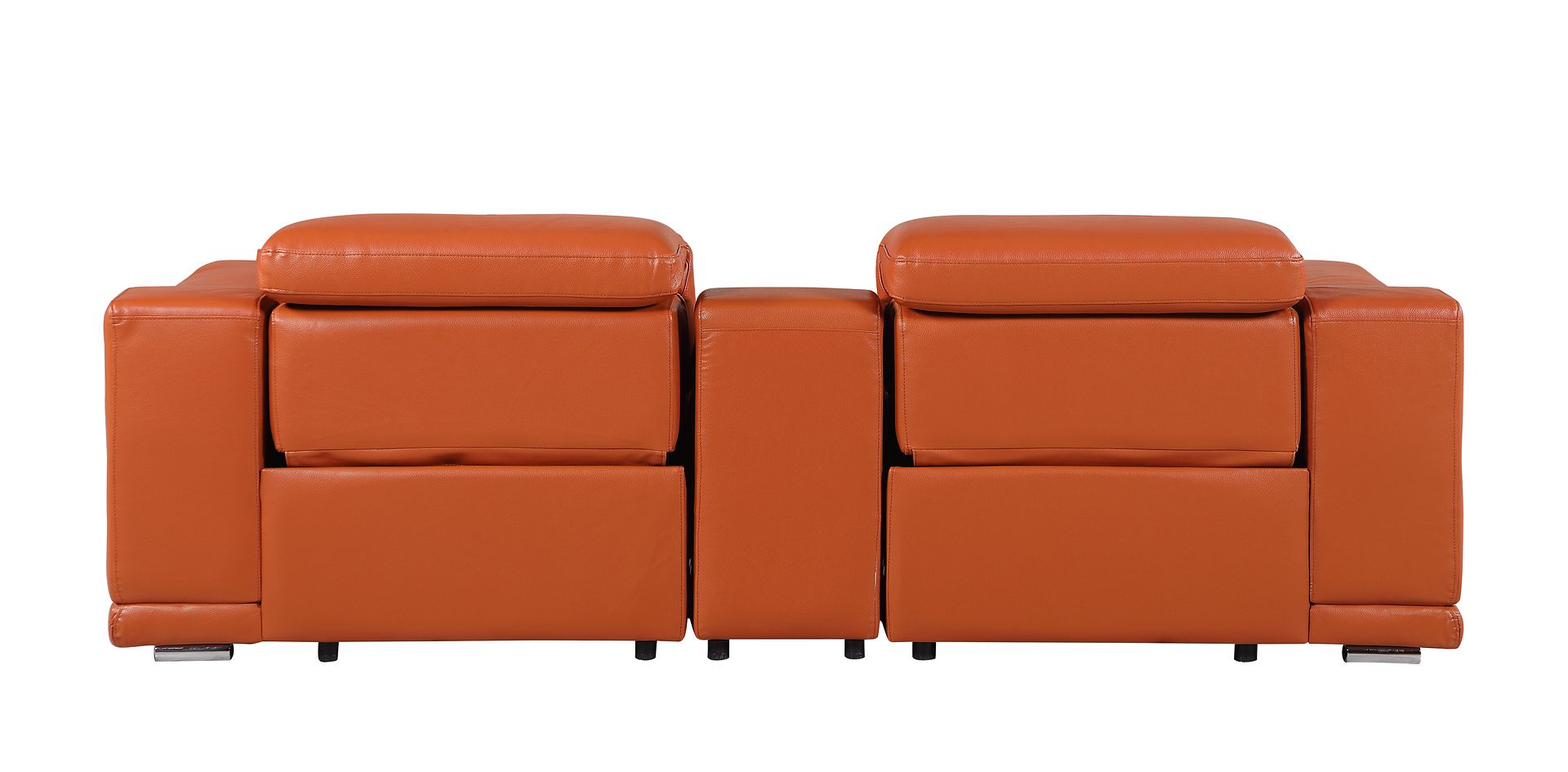 9762 Divanitalia 3-Piece Modular Power Reclining Console Loveseat with 2 Power Recliners in Top Grain Italian Leather