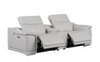 9762 Divanitalia 3-Piece Modular Power Reclining Console Loveseat with 2 Power Recliners in Top Grain Italian Leather