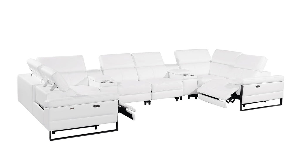 1246 Divanitalia 8-Piece U-Shaped Modular Power Reclining Sectional Sofa with 2 Power Recliners and Power Headrests - Top Grain Italian Leather
