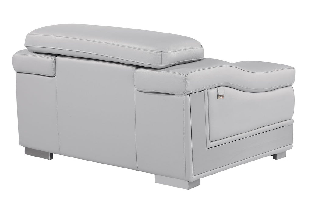 415 Divanitalia Chair with Adjustable Headrest in Top-grain Italian Leather - Light Grey - SKU 415-CH-LIGHT GRAY - view 3