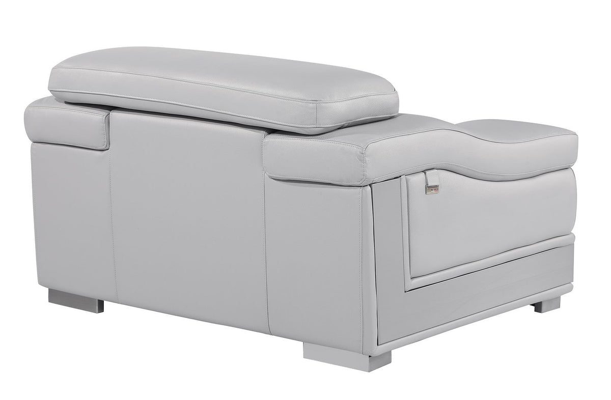 415 Divanitalia Chair with Adjustable Headrest in Top-grain Italian Leather - Light Grey - SKU 415-CH-LIGHT GRAY - view 3