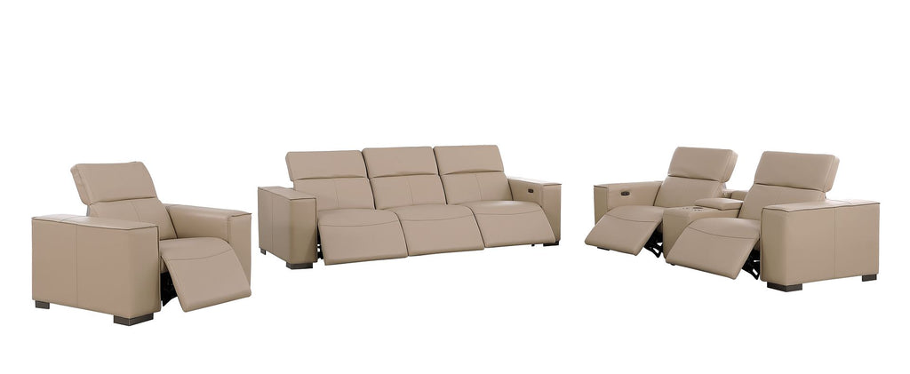1208 Modular Leather Set with 6 Power Recliners & Power Headrests - Beige - SKU 1208-BEIGE-7.6-HT-3PC - view 4