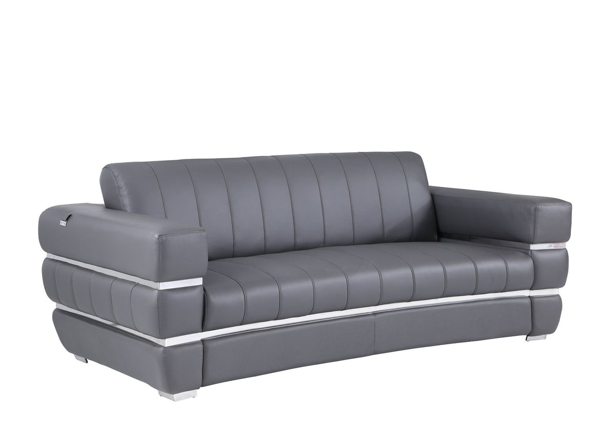 904 Divanitalia 2-Piece Sofa Set in Top-grain Italian Leather - Dark Grey - SKU 904- DARK GRAY 2PC (S/L) - GROUP - view 4