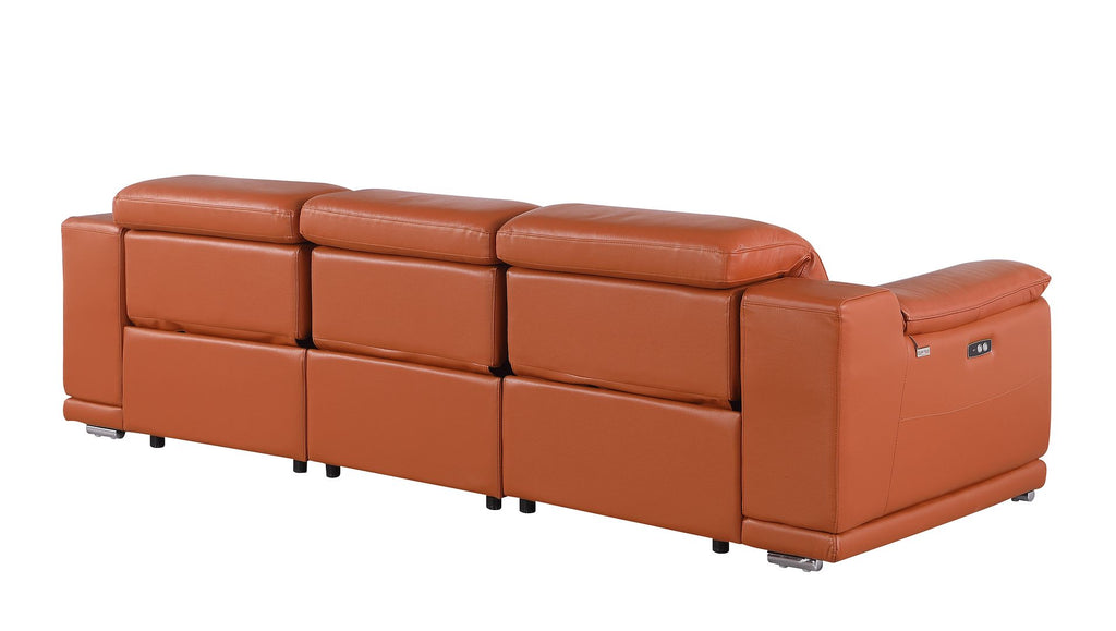 9762 Divanitalia 3-Piece Modular Power Reclining Sofa with 3 Power Recliners in Top Grain Italian Leather