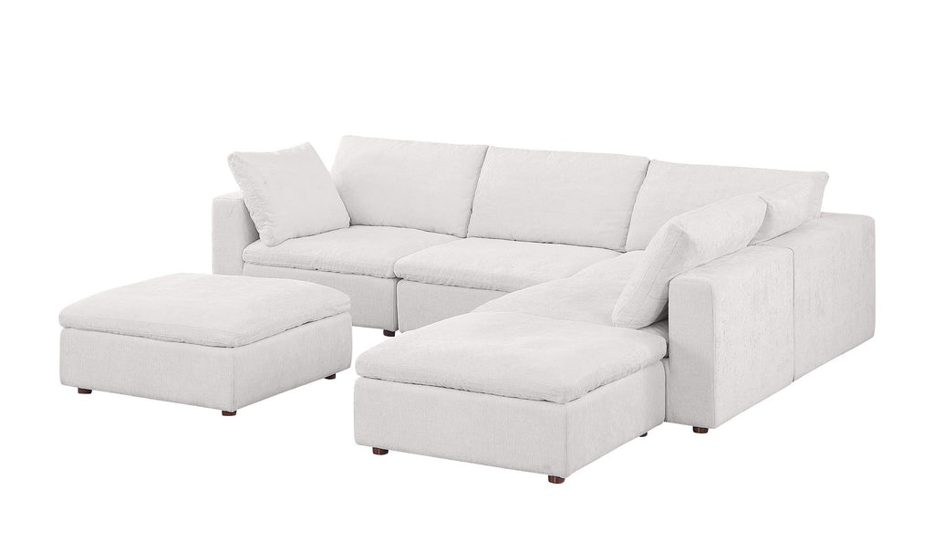 1100 Divanitalia 6-Piece Right Arm Facing 3-Seat Sectional Sofa - Top-grain Italian Leather