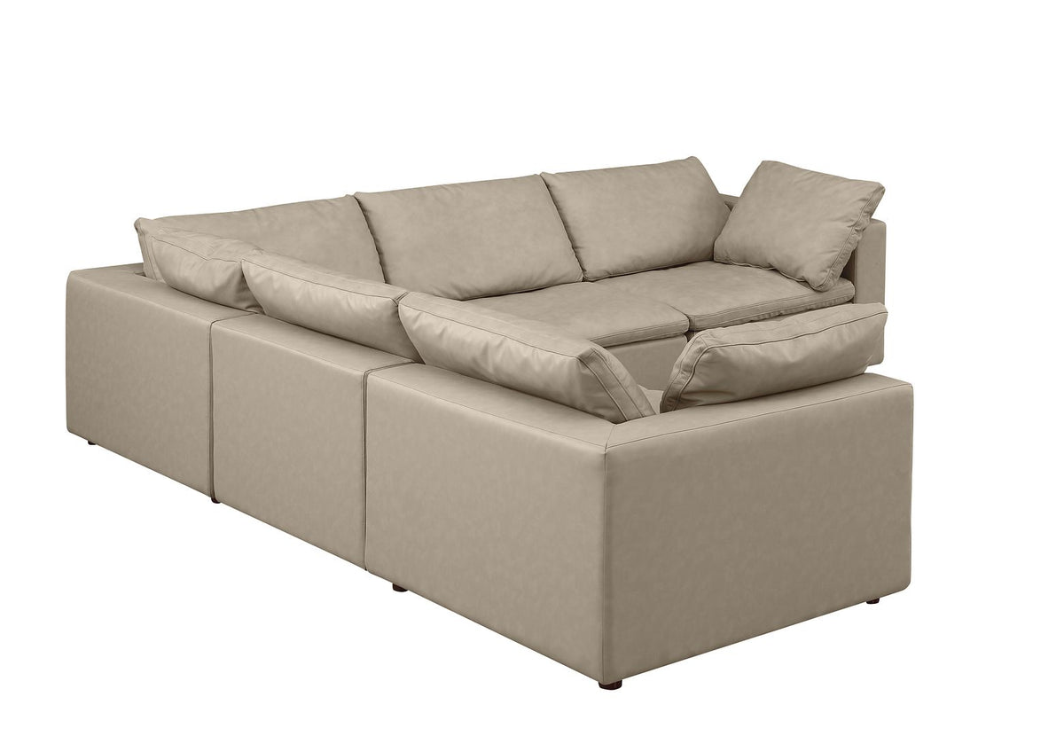 1100 Divanitalia 5-Piece L-Shaped Sectional Sofa - Beige - SKU 1100-BEIGE-5.4-SEC - view 4
