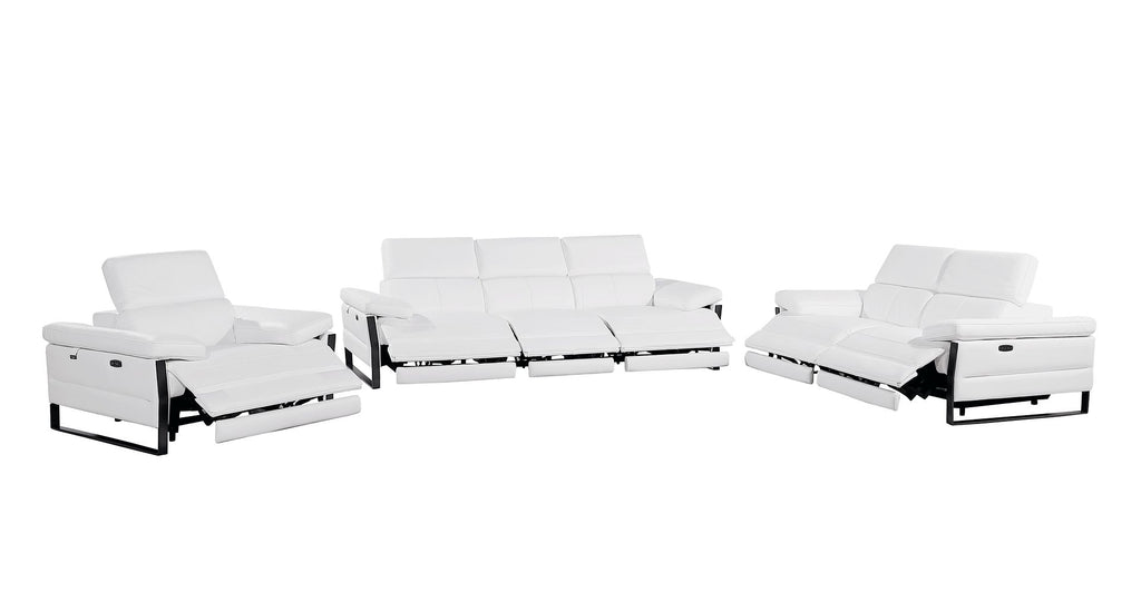 1246 Divanitalia Modular Power Triple Reclining Sofa, Loveseat, and Chair Set with Power Headrests - Top Grain Italian Leather - White - SKU 1246-WHITE-6.6-HT-3PC - view 4