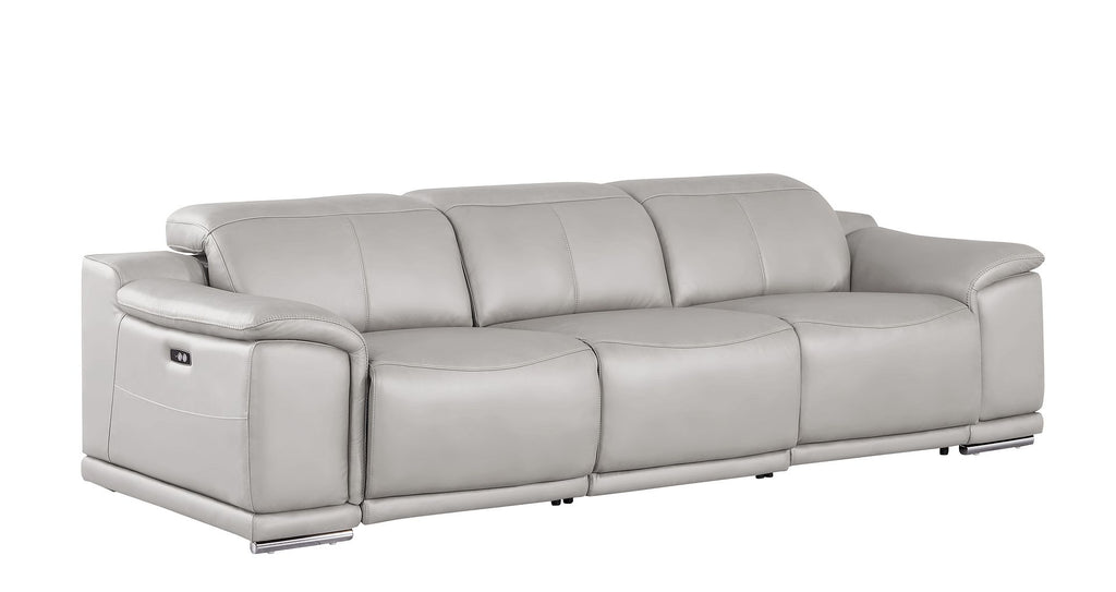 2679 Genuine Leather Sofa with Dual Power Recliners - Light Grey - SKU 2679-LT-GRAY-3.2-S-HT - view 4