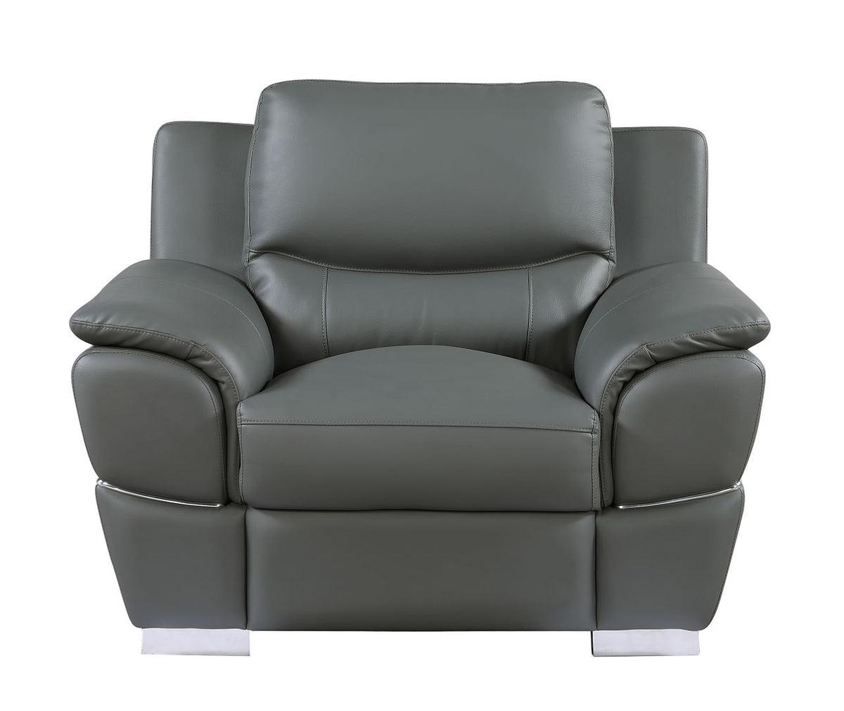 4572 Modern Genuine Leather Chair - Dark Grey - SKU 4572-CH-GRAY