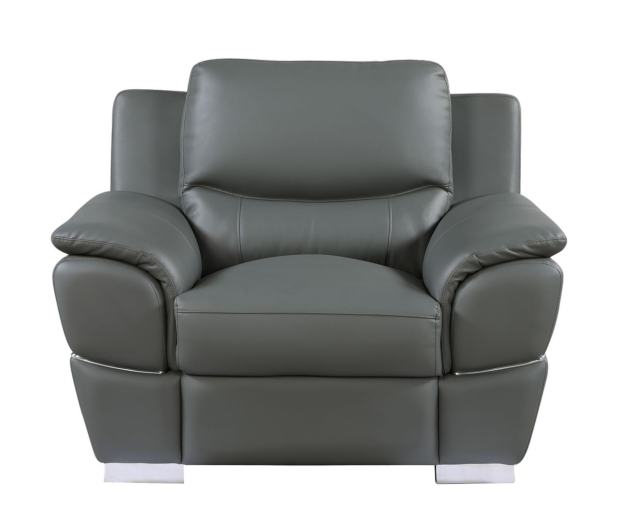 4572 Modern Genuine Leather Chair - Dark Grey