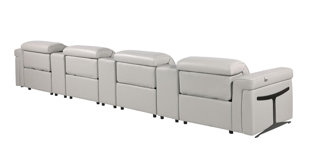 1126 Divanitalia 7-Piece Modular Power Reclining Sofa in Top Grain Italian Leather with 4 Power Recliners & Power Headrests - Light Grey - SKU 1126-LT_GREY-7.4-HT - view 6