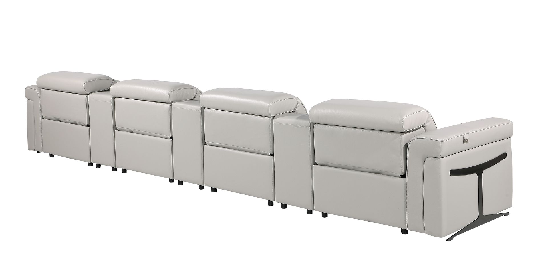 1126 Divanitalia 7-Piece Modular Power Reclining Sofa in Top Grain Italian Leather with 4 Power Recliners & Power Headrests - Light Grey - SKU 1126-LT_GREY-7.4-HT - view 6