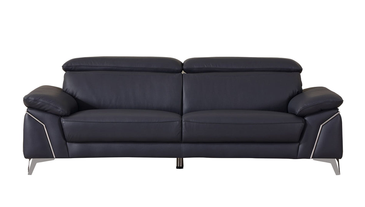 727 Divanitalia Sofa with Adjustable Headrest in Top-grain Italian Leather - Navy - SKU 727-S-NAVY