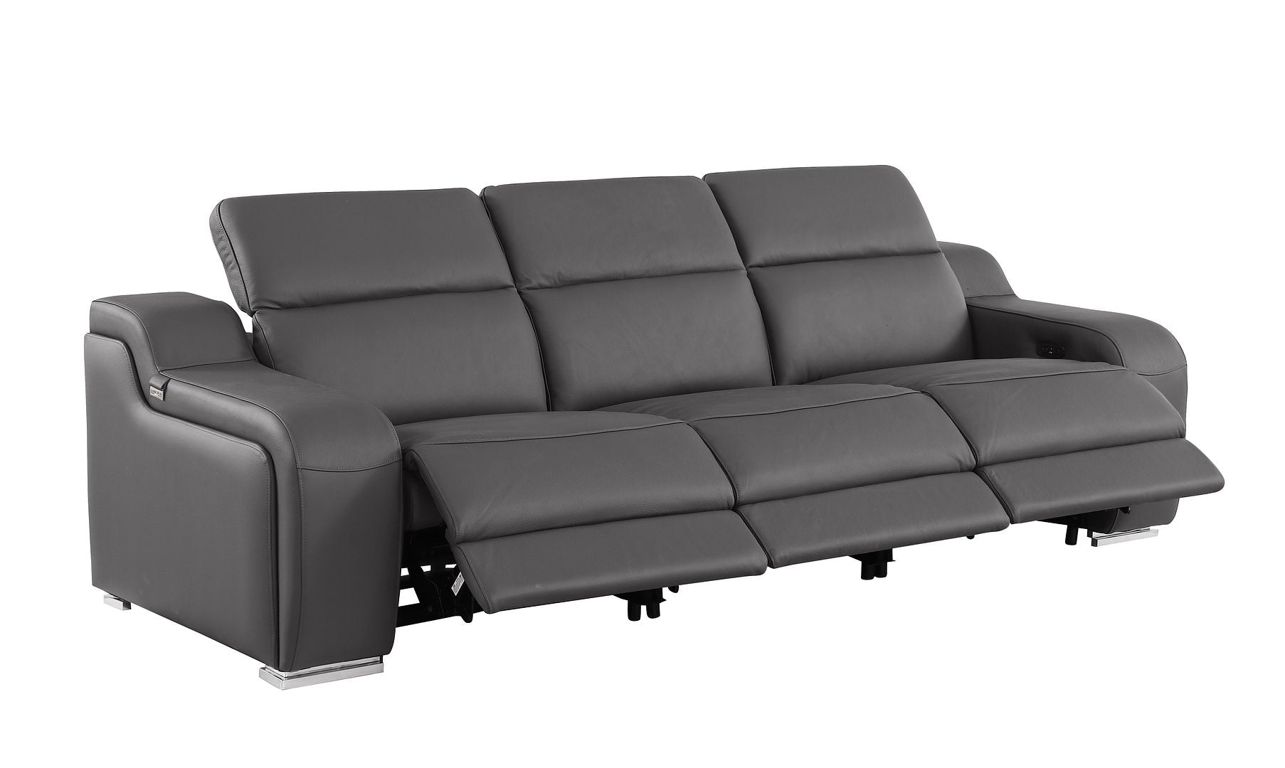 1116 Divanitalia 3-Piece Modular Power Reclining Sofa in Top Grain Italian Leather with 3 Power Recliners & Power Headrests