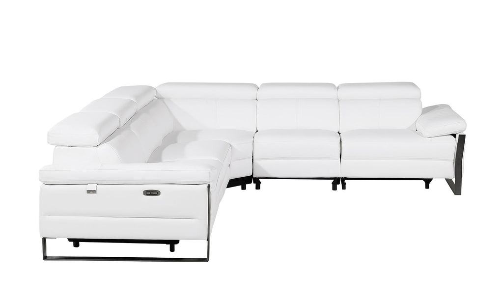 1246 Divanitalia 5-Piece L-Shaped Modular Power Reclining Sectional Sofa with Power Headrests - Top Grain Italian Leather