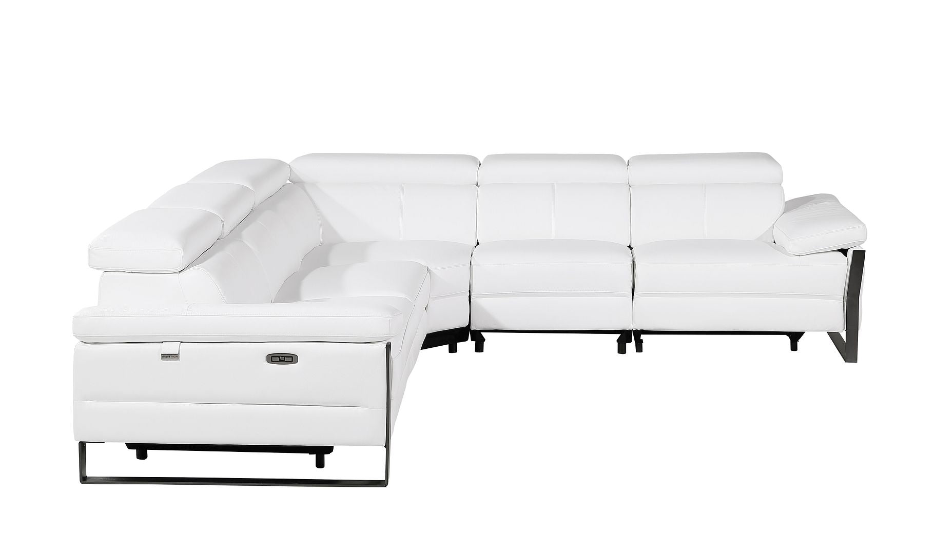 1246 Divanitalia 5-Piece L-Shaped Modular Power Reclining Sectional Sofa with Power Headrests - Top Grain Italian Leather