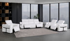 1126 Divanitalia 7-Piece Modular Power Reclining Sofa, Loveseat & Chair Set in Top Grain Italian Leather with 5 Power Recliners & Power Headrests - White - SKU 1126-WHITE-7.5-HT-3PC - view 2