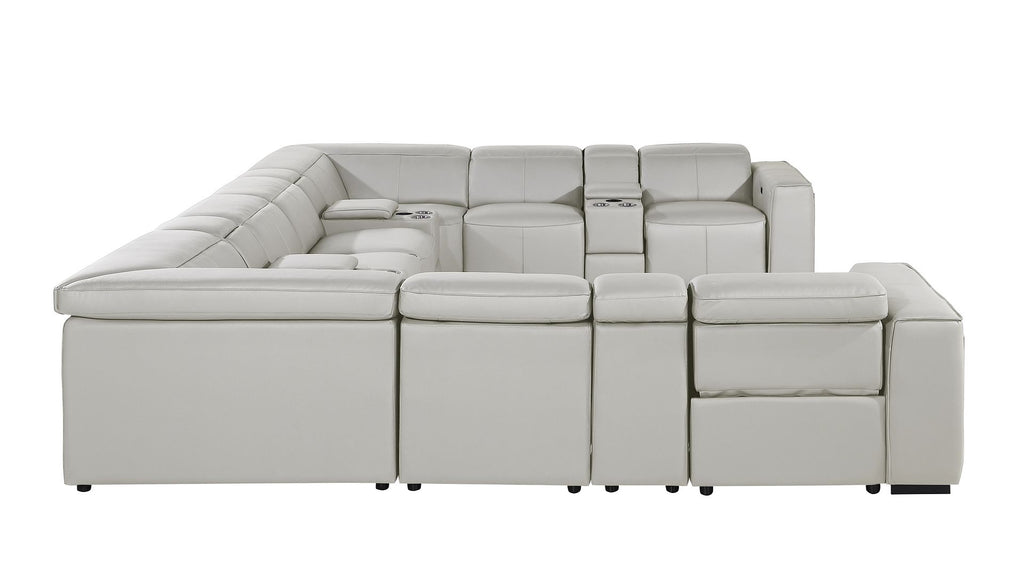 1224 Divanitalia 12-Piece U-Shaped Sectional Sofa in Top Grain Italian Leather with 4 Power Recliners & Power Headrests