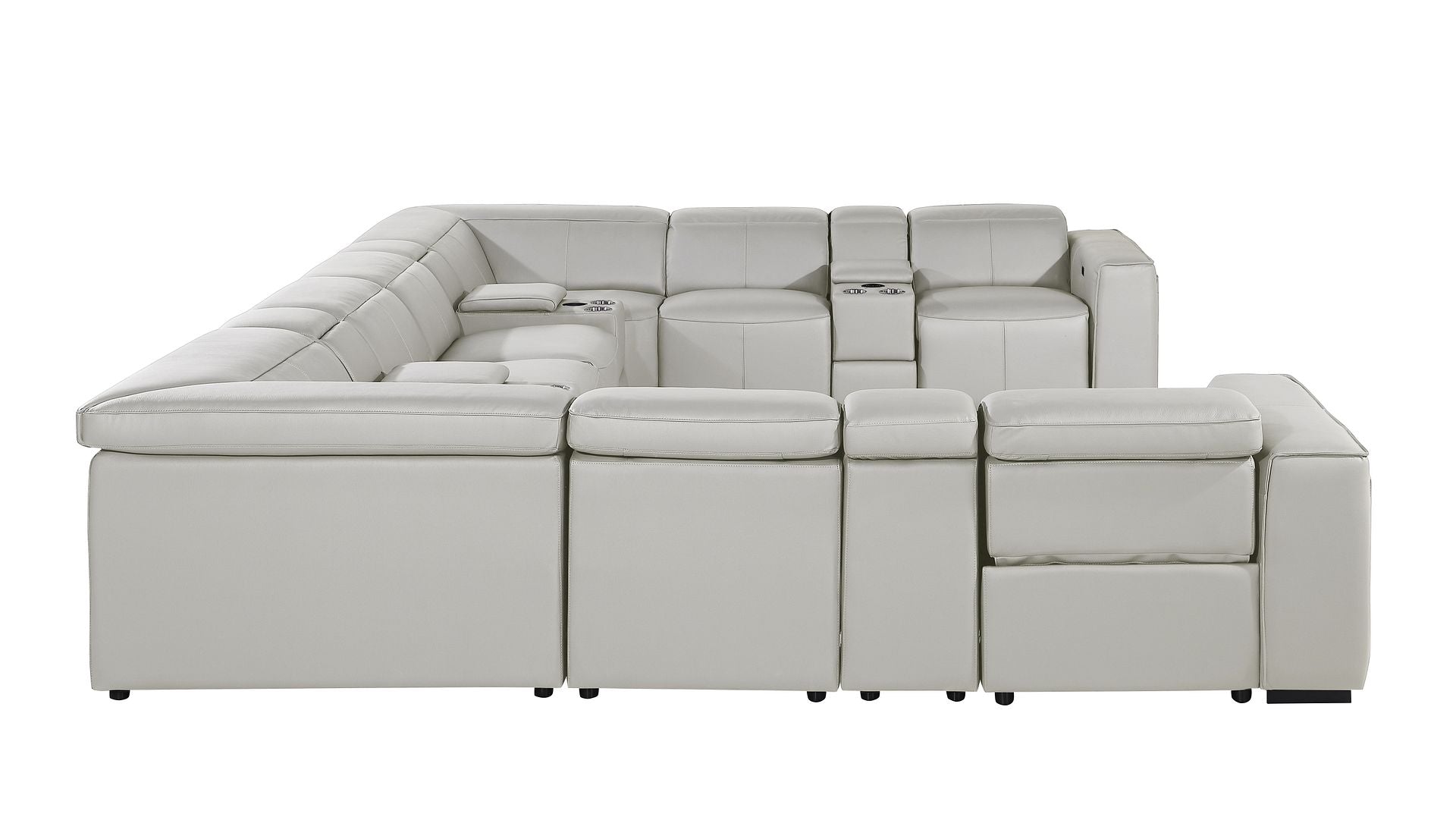 1224 Divanitalia 12-Piece U-Shaped Sectional Sofa in Top Grain Italian Leather with 4 Power Recliners & Power Headrests