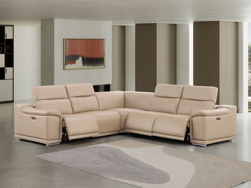 2679 5-Piece L-Shaped Power Reclining Sectional Sofa in Genuine Leather - 3 Recliners