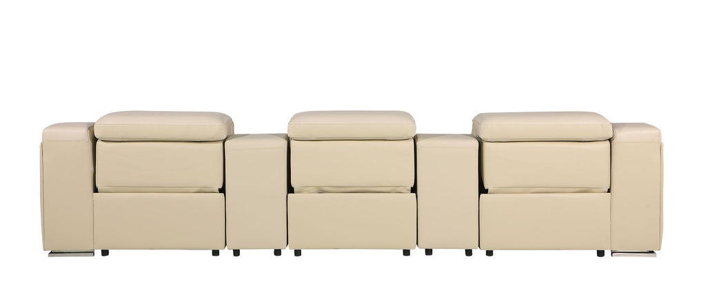 1116 Divanitalia 5-Piece Modular Power Reclining Sofa in Top Grain Italian Leather with 3 Power Recliners & Power Headrests