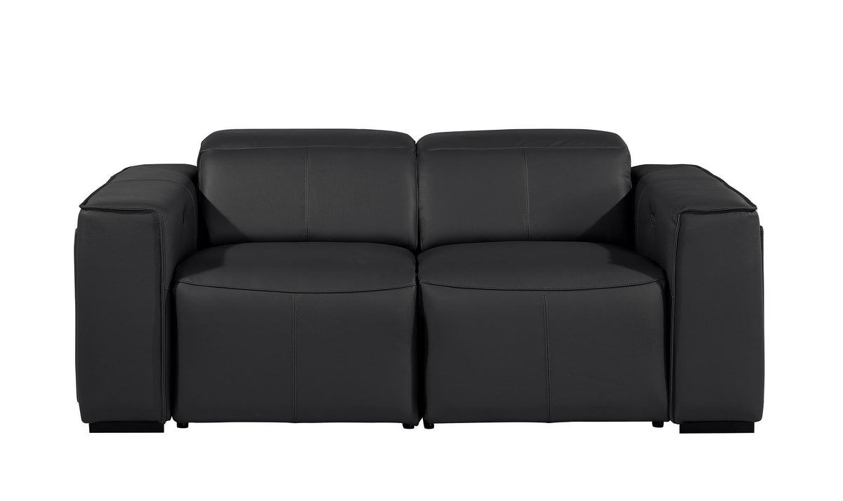1224 Divanitalia 2-Piece Modular Power Reclining Loveseat in Top Grain Italian Leather with 2 Power Recliners & Power Headrests - Black - SKU 1224-BLACK-2.2-HT - view 3