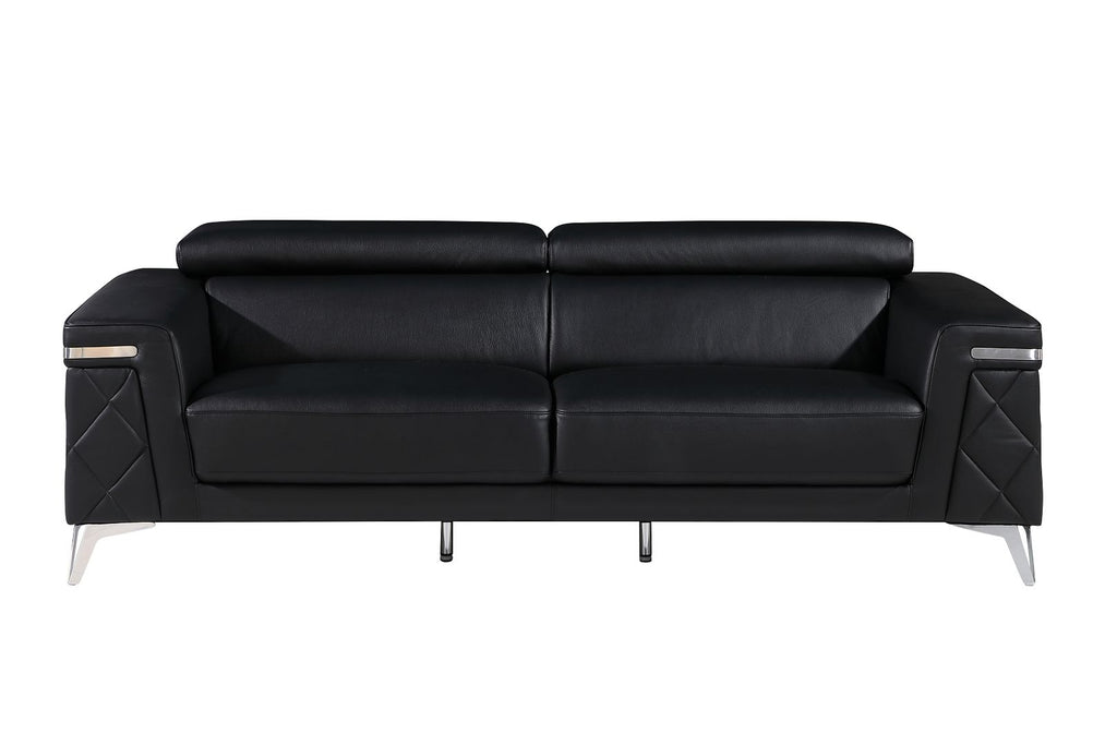 1140 Divanitalia Sofa with Adjustable Headrest in Top-grain Italian Leather - Black
